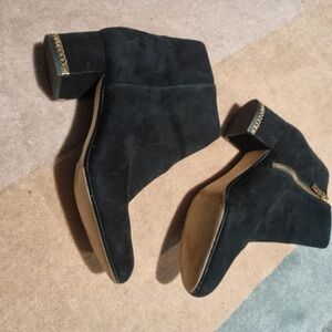 Michael Kors Black Heeled Boots with Gold Accent